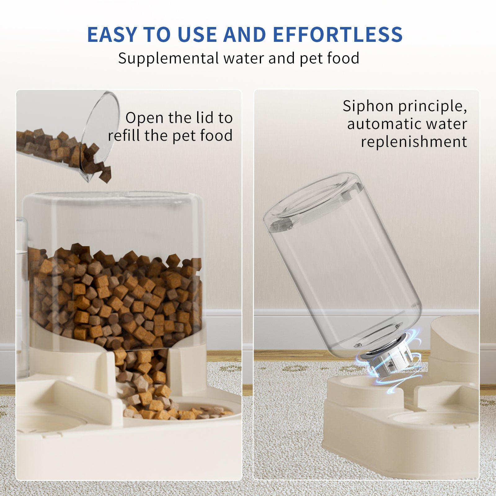 Transparent And Visible Pet Feeding And Drinking Dispenser,